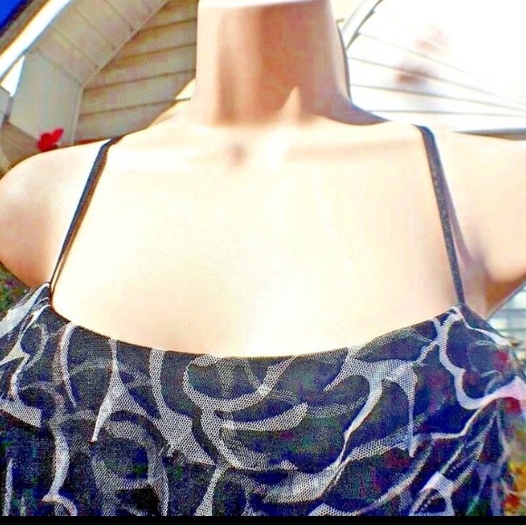 Arden B Sleeveless Tiered Layered  Black & Gray Short Mini Dress Size L NWT $79 - Picture 6 of 9